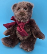 Vtg 1987 Dakin Bradford Bear Stuffed Animal Plush Teddy Brown Red Bow