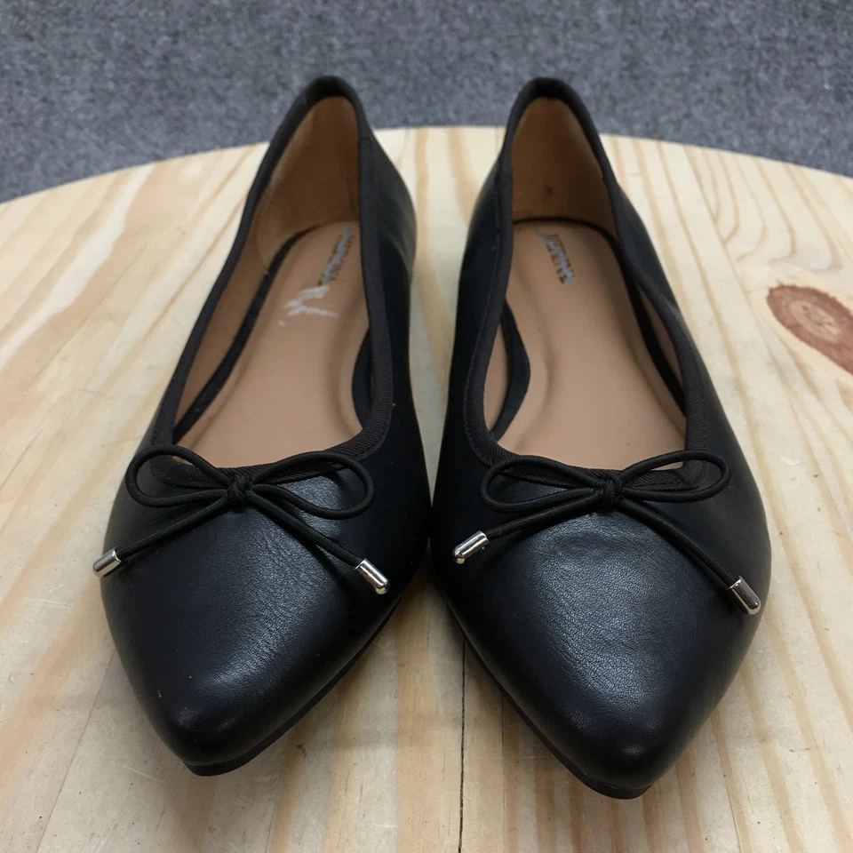 Женские балетки Merona 8,5 черные с заостренным носком без шнуровки на плоской подошве искусственная кожа - Изображение 4 из 4