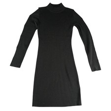 Bebe Sweater Dress Womens Small Black Mini Knit Long Sleeve Winter Chic NWT