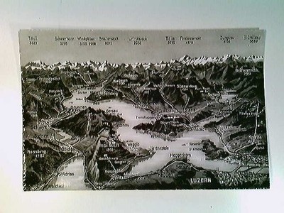 Luzern und Umgebung, Landkarte, AK, ungelaufen, ca. 1955