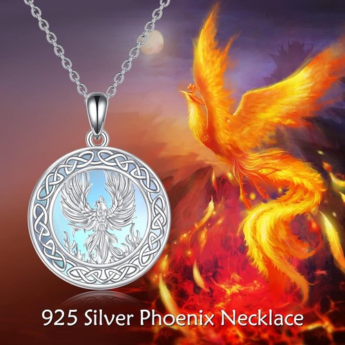 Moonstone Rising Phoenix Nirvana Reborn Halskette Sterlingsilber keltischer Anhänger - Bild 6 von 6