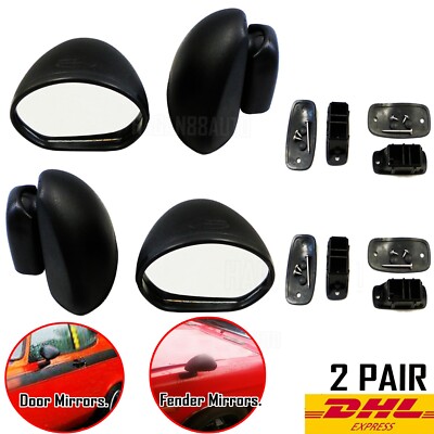 LAMBORGHINI Urraco P250 Compat Black Door Mirrors Bullet Sport Custom 2Pair RHLH