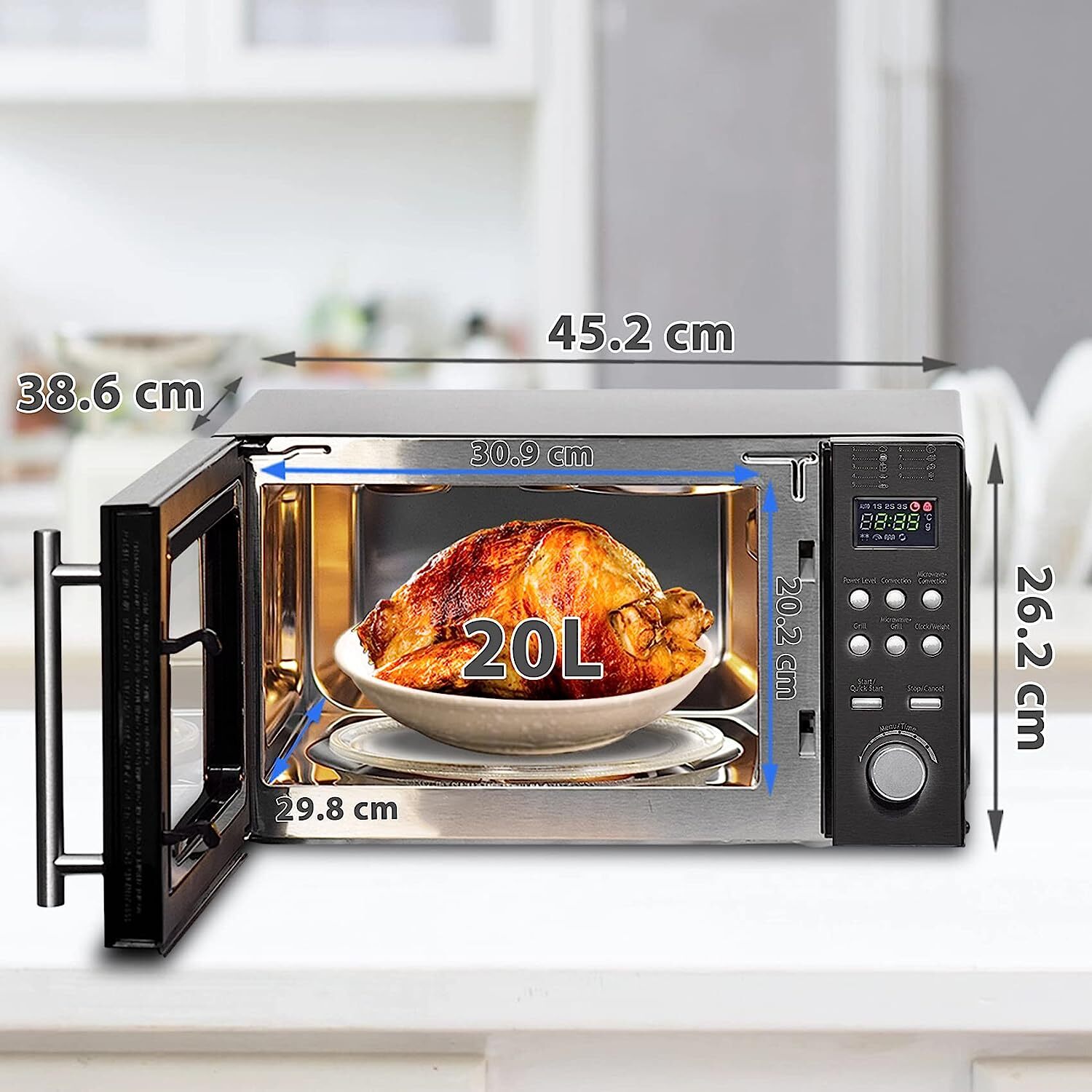 Mikrowelle Mit Grill Und Heißluft 20l Smad 20L Digitale Kombi-Mikrowelle Grill Arbeitsplatte Konvektion