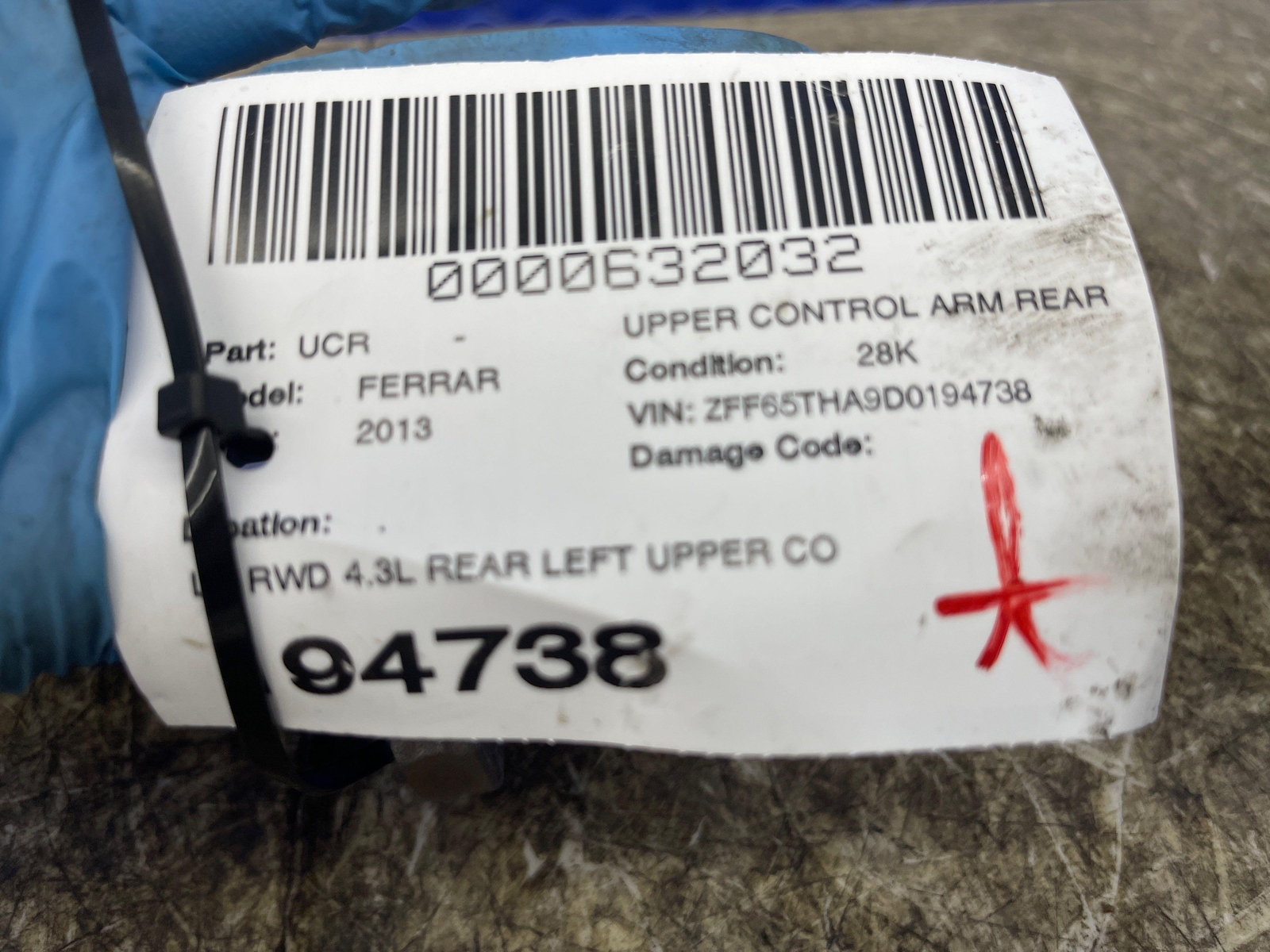 2008-2014 FERRARI CALIFORNIA RWD 4.3L REAR LEFT UPPER CONTROL ARM OEM