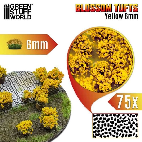 Matas con Flor - Tufts - 6mm - Flores Amarillas - Dioramas escenografia