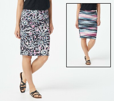 Attitudes by Renee Renee's Reversibles Regular Pencil Skirt Tie dye/Stripe  XL A3