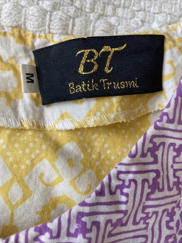 Batik Trusmi (BT) Women's S/M Sleeveless Blouse Casual Yellow Purple - Picture 10 of 12