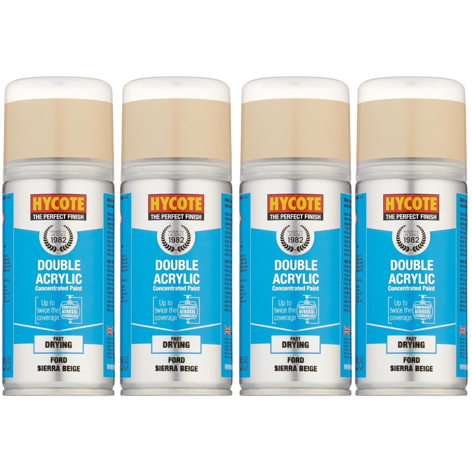 Hycote Colour Spray Paint XDFD112 Ford Sierra Beige 150ml x4