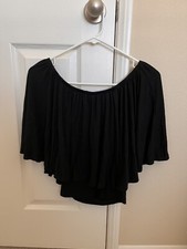 Daytrip size S Black Cropped Off Shoulder Women's Blouse 