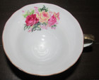 Vintage Porcelain Pedestal Footed Teacup Tea Cup & Saucer Green Gold Floral Rose — photo 5