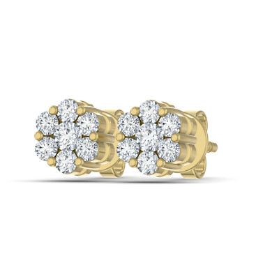 14 Karat Gelbgold runde natürliche Diamant Ohrstecker Geschenk für Frauen
