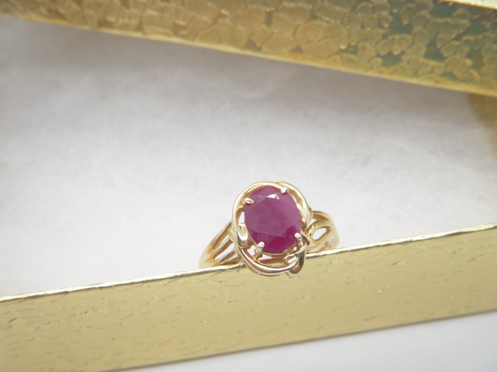 14K Solid Gold  1.2Ct Oval Blood Red Ruby Dinner … - image 7
