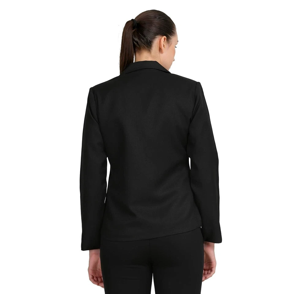 Blazer formal negro manga larga de lana merino australiano de lujo para mujer Foto 4 de 4