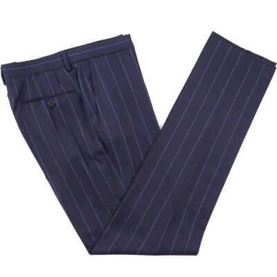 Stile Latino Napoli Trim-Fit Navy Blue Stripe Extrafine Wool Suit