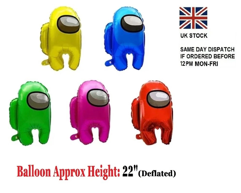 Among Us Multi Coloured Imposter Crewmate 22" Foil Balloons Kids Birthday Party