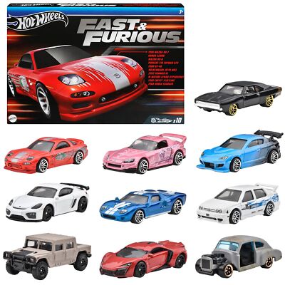 Hot Wheels Fast & Furious 10 Car Pack Toy Vehicles Mini Cars Ages