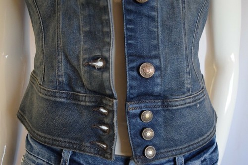 NEW $258 DIESEL DE PALLY VEST WOMAN SZ XSMALL in Denim Dark Blue - Picture 5 of 11