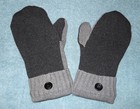 ALMOST BERNIE HANDMADE MITTENS  DARK & LIGHT GREY Black Buttons MEDIUM — photo 1