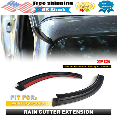 Water Rain Gutter Extension Fits For Jeep 2018-21 Wrangler JL 2020+ Gladiator JT - Bild 1 von 15