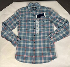 Lucky Brand Flannel, Classic Fit Plaid Button Up. Red, Blue, White. Sz Small
