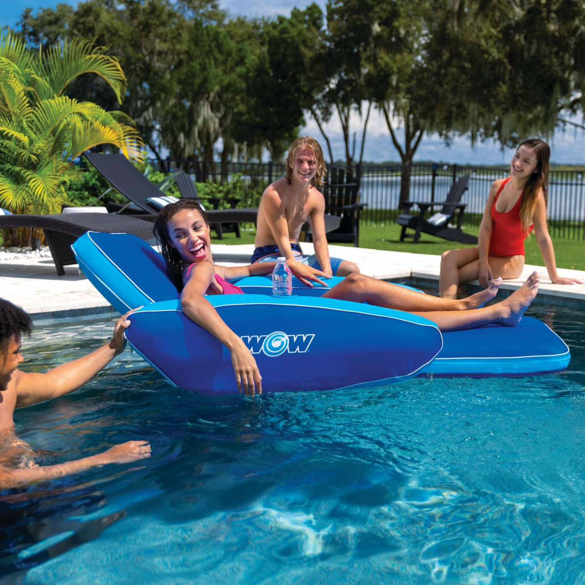 WOW Sports Modern Lounger Pool Float Ft Long with Cup Holder