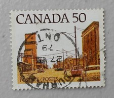 Canada 50 cent stamp 1978  used  #723 Prairie Street Scene Durham ON cancel