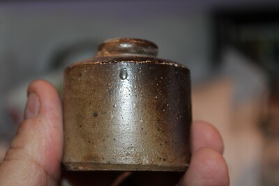 Antique, 2'',, Salt Glazed, Penny Ink, Hand Formed, Ink Bottle, Item# A-4528