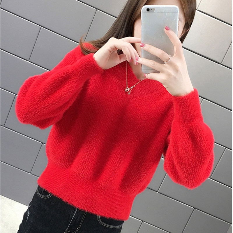 Ladies Cropped Faux Mohair Fur Jumper Sweater Pullover Fluffy Casual Warm |  eBay