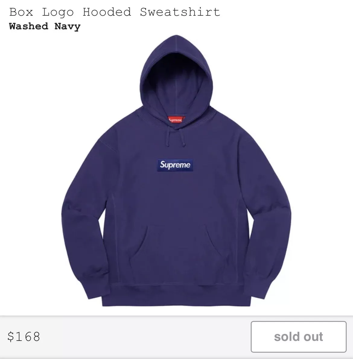 Supreme Box Logo Bogo Hoodie Washed Navy Sweatshirt FW21 Size S CONFIRMED  ORDER