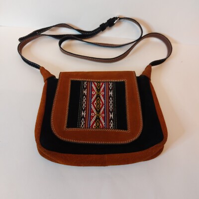 Artisan Crafted Suede Shoulder Bag ''Cusco Diamond'' Medium Size Crossbod Handmade