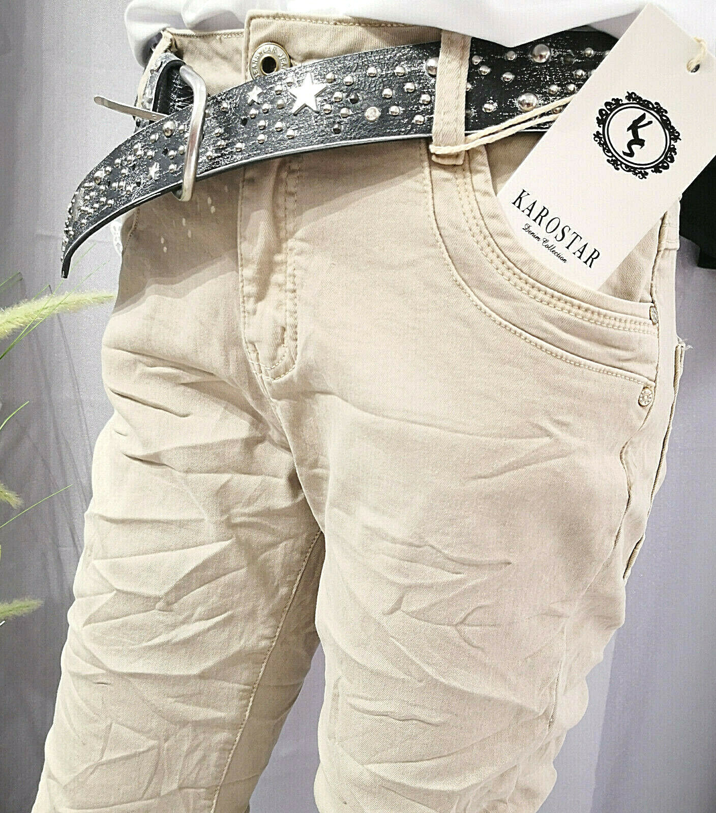 Купить Übergröße KAROSTAR Damen Jeans Hose Boyfriend Baggy Beige на Аукцион  DE из Германии с доставкой в Россию, Украину, Казахстан