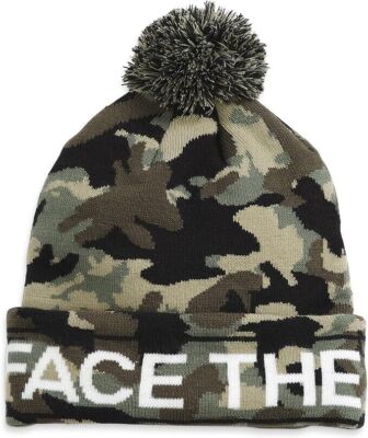 THE NORTH FACE Kid's Ski Tuke - Camo Pom Pom Beanie - OS Green