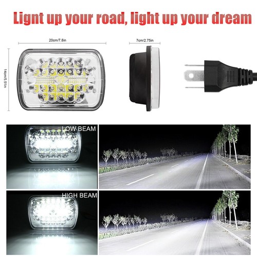 7x6" 5X7" INCH LED Headlight Hi or Low Beam Light DRL For Jeep Wrangler YJ 86-95 - Picture 9 of 10
