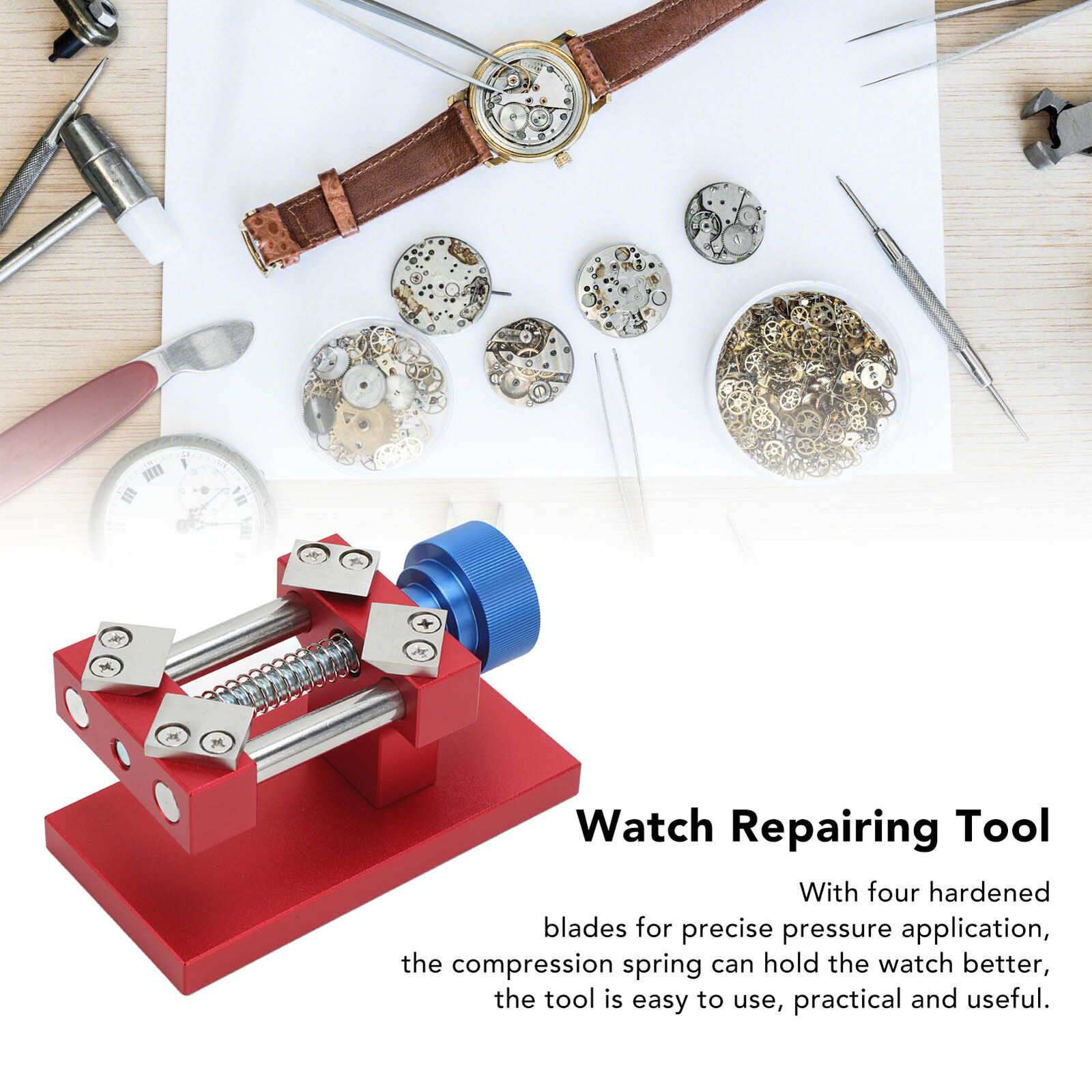 Stainless Steel Watch Bezel Remover Tool with 4 Hardened Blades & Strong Spring-image