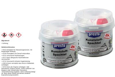 2x Original Presto 2K Kunststoff-Spachtel 242g + Härter 8g (250g) 