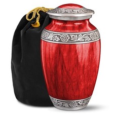 Watercolors Red Adult Cremation Urn for Human Ashes, Large with Velvet Bag