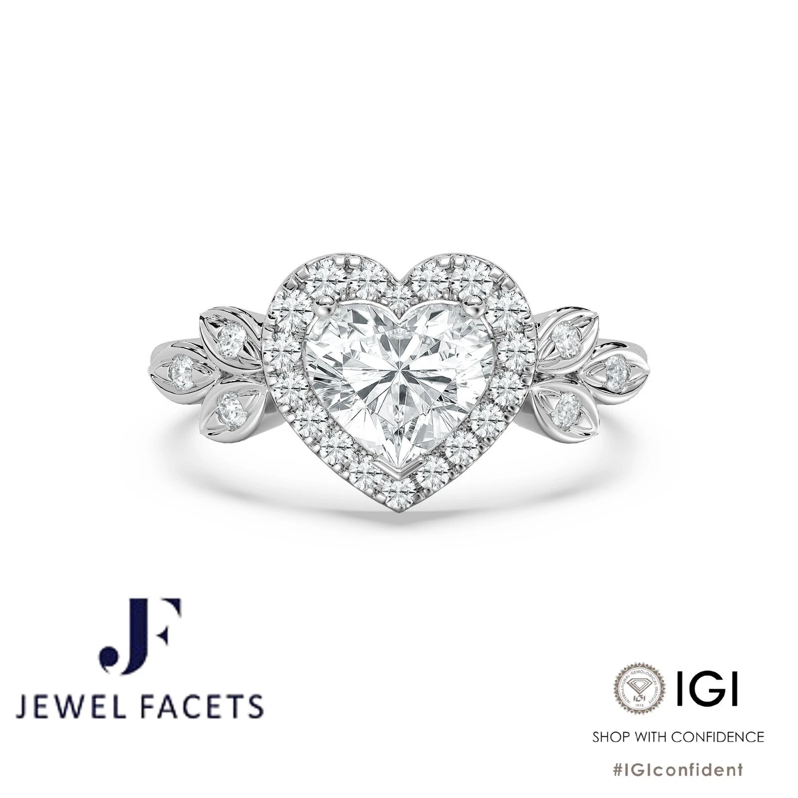 1.84 Ct F VS Heart Diamond Engagement Ring IGI Certified Lab Grown 14k Gold image-1