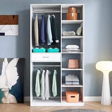 Freestanding Closet System, Stand-Alone Wardrobe with 6 open Shelves,74.8'' Heig