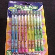 BAZIC Sports Push-A-Point Pencil, Assorted, 10 Per Pack 743