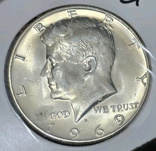 1969-D 40% SILVER KENNEDY HALF DOLLAR Uncirculated US 50c Coin JFK