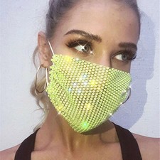 Sparkly Rhinestone Mesh Mask See Through Crystal Jewelry Party Mask