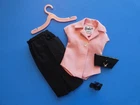 Vtg Barbie PAK Black Sheath Skirt, Pink Blouse, Purse & Black Japan OT Shoes