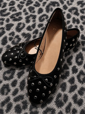 New Time and Tru Women  s Studded Black Ballet Flats Memory Foam Size 9.5 NWT