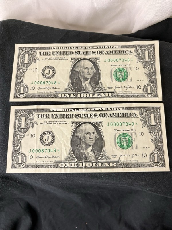 2021 $1 Federal Reserve  Banknotes star note rare sequential serial number ￼