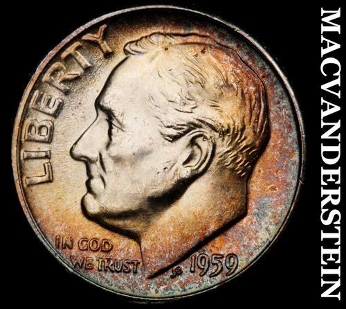 1959 Roosevelt Dime- Silver- Choice Gem Brilliant Uncirculated Color #i9816