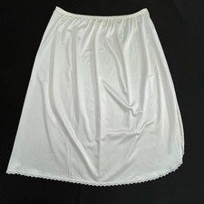 Vintage Vanity Fair Half Slip Sz Large Nylon Antron III Ivory Lace Trim Slit USA