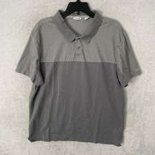 Calvin Klein Mens Polo Shirt Gray Solid XL Cotton Blend Short Sleeve Slim Fit