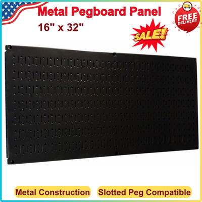 Wall Control Metal Pegboard Powder-Coated Black 32 x 16 in. Wall Organizer Tools