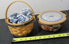 vintage Longaberger Basket 2000 BEE basket w/ liner and 2005 Inaugural with lid