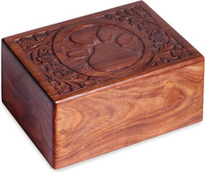 Wooden Urn Box for Human Ashes, Cremation Funeral Paw Print Box, Pet Memorial De